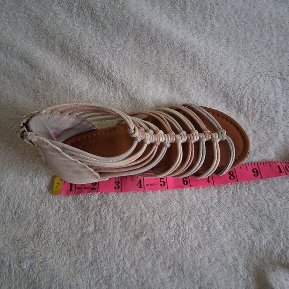 Justice Girl's Size 1 Metallic Gold Silver Bronze Strappy Gladiator Sandals - Picture 10 of 12